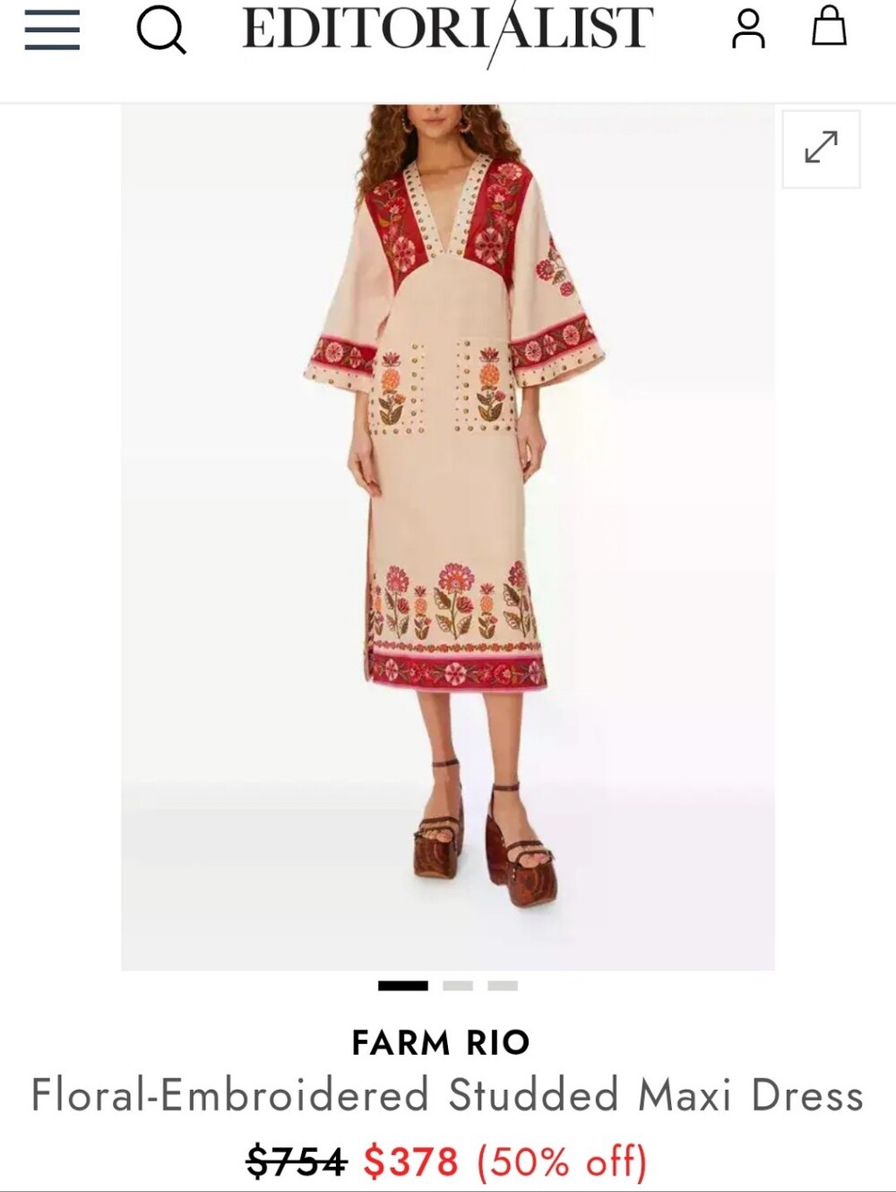 FARM RIO Embroidered Midi Dress - Picture 4 of 6